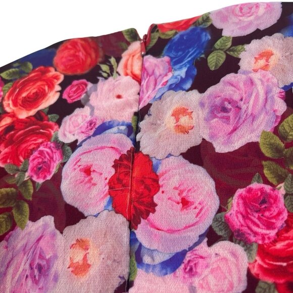 Ieena Mac Duggal Floral Puff Sleeve Tie Slit Romantic Midi Dress Pink Red Size 0 - Picture 11 of 15